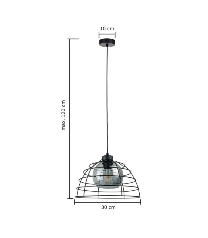Idago Wire Frame Pendant Ceiling Light Black 1x E27-2