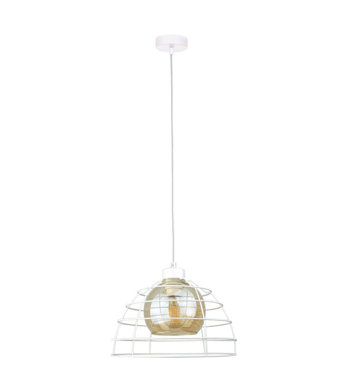 Idago Wire Frame Pendant Ceiling Light White 1x E27-1