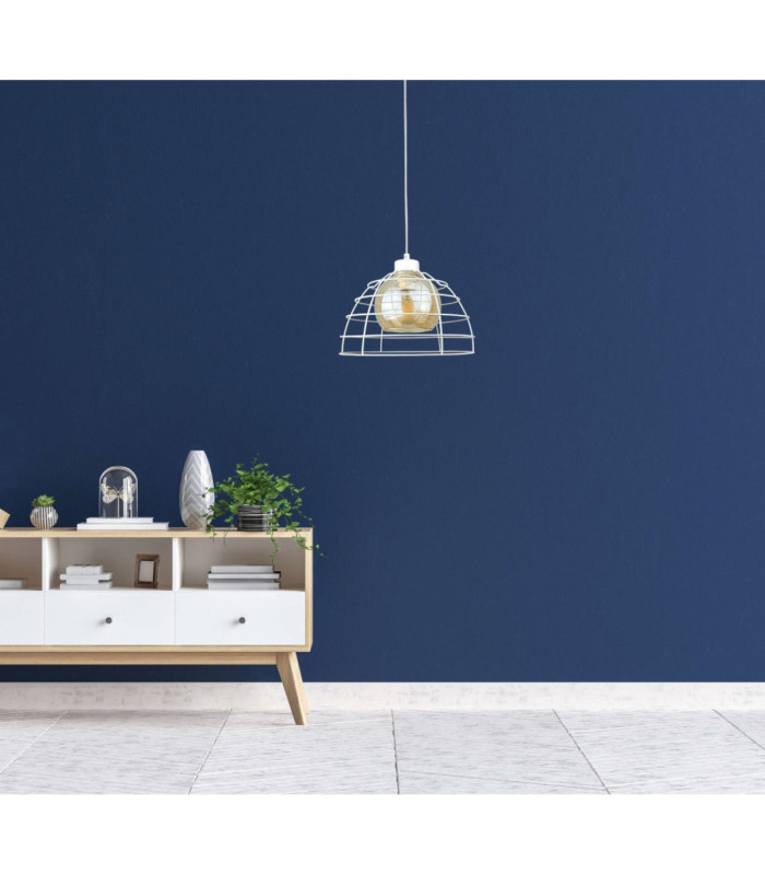 Idago Wire Frame Pendant Ceiling Light White 1x E27-3