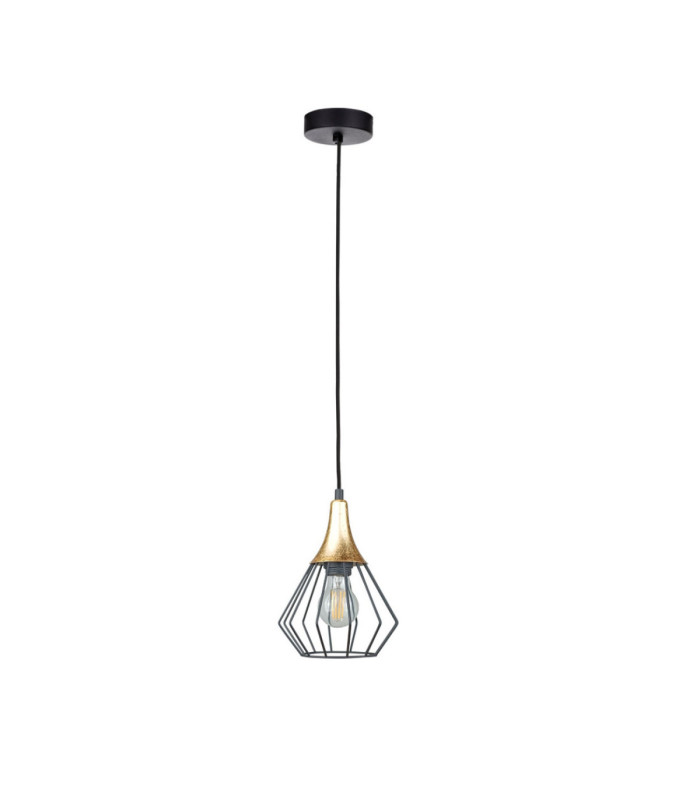 Selene Wire Frame Pendant Ceiling Light Black Gold 1x E27-1