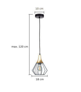 Selene Wire Frame Pendant Ceiling Light Black Gold 1x E27-2