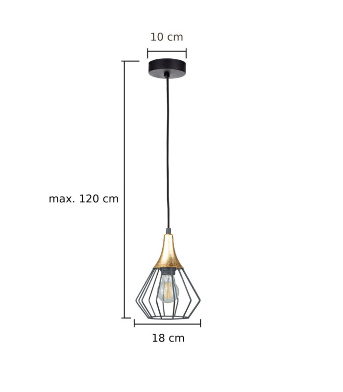 Selene Wire Frame Pendant Ceiling Light Black Gold 1x E27-2