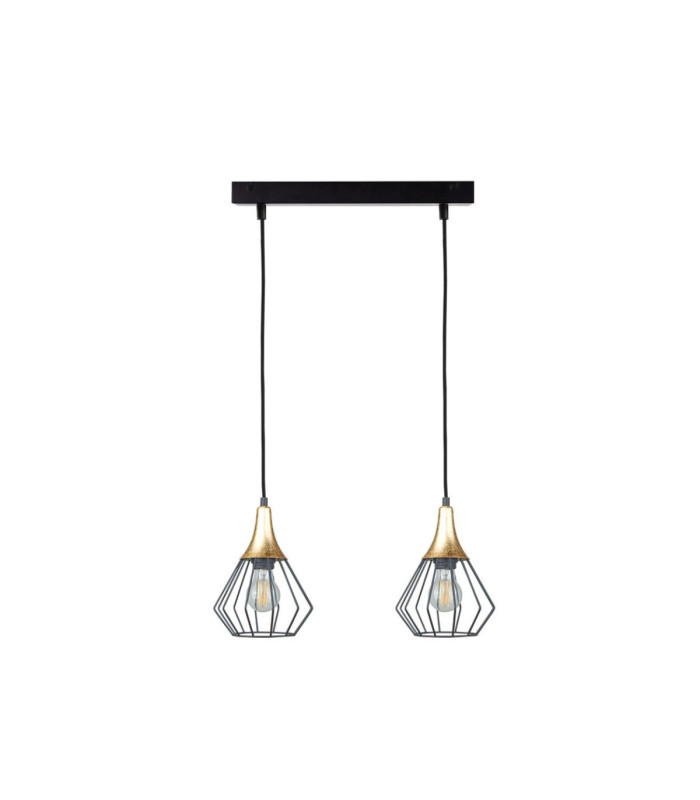 Selene Bar Pendant Ceiling Light Black Gold 2x E27-1