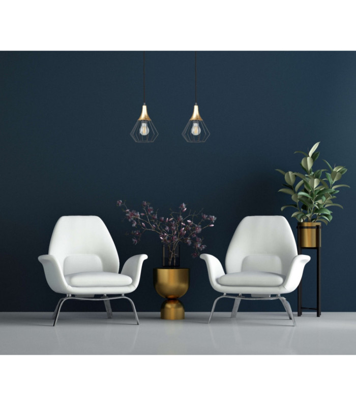 Selene Bar Pendant Ceiling Light Black Gold 2x E27-3