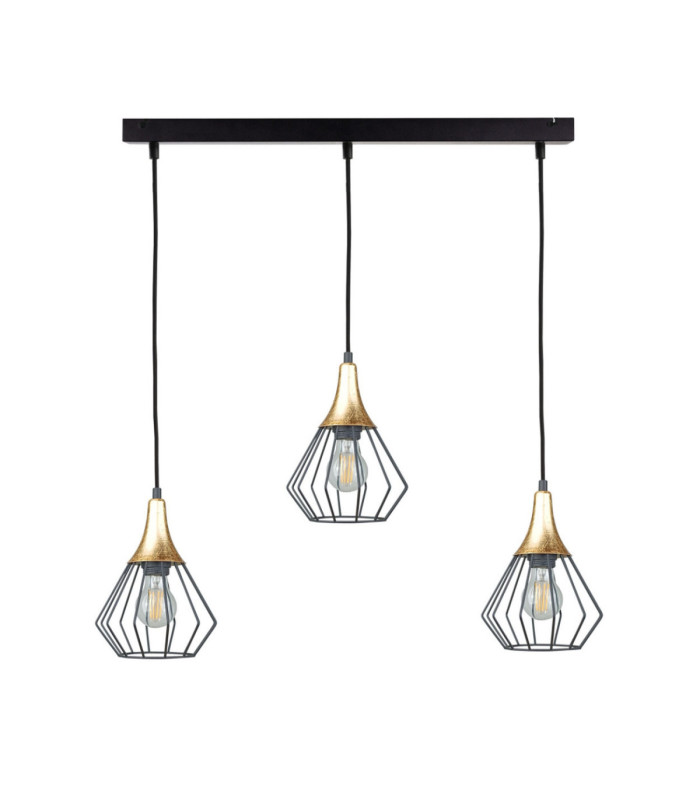 Selene Bar Pendant Ceiling Light Black Gold 3x E27-1