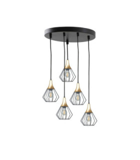 Selene Cluster Pendant Ceiling Light Black Gold 5x E27-1