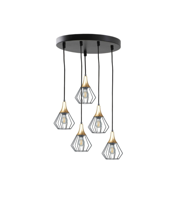 Selene Cluster Pendant Ceiling Light Black Gold 5x E27-1