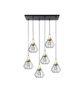 Selene Cluster Pendant Ceiling Light Black Gold 6x E27-1