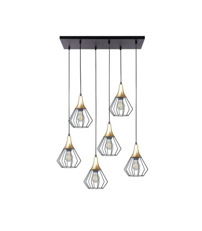 Selene Cluster Pendant Ceiling Light Black Gold 6x E27-1