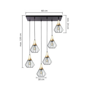 Selene Cluster Pendant Ceiling Light Black Gold 6x E27-2