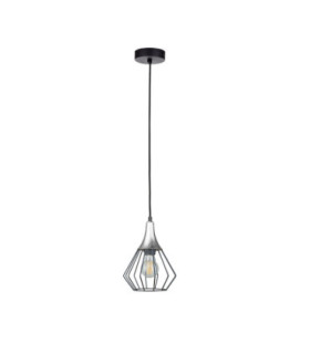 Selene Wire Frame Pendant Ceiling Light Black Silver 1x E27-1