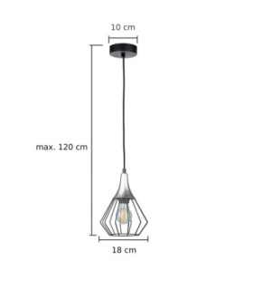 Selene Wire Frame Pendant Ceiling Light Black Silver 1x E27-2