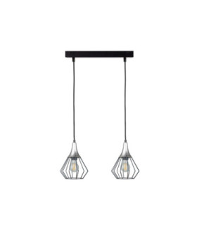 Selene Bar Pendant Ceiling Light Black Silver 2x E27-1