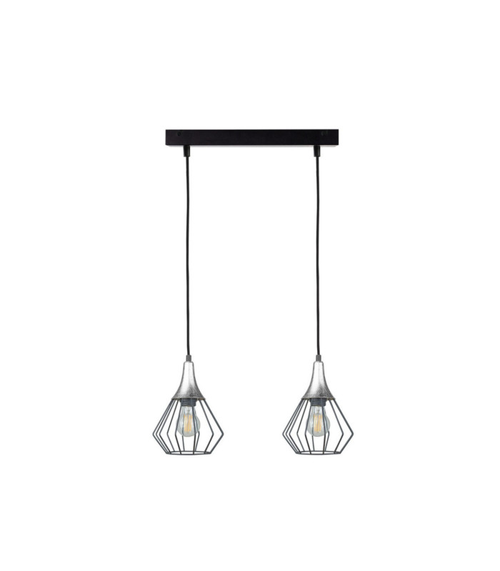 Selene Bar Pendant Ceiling Light Black Silver 2x E27-1