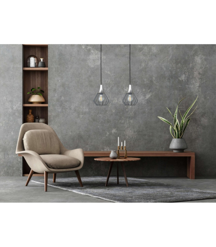 Selene Bar Pendant Ceiling Light Black Silver 2x E27-3