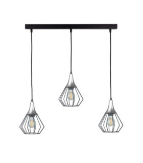 Selene Bar Pendant Ceiling Light Black Silver 3x E27-1