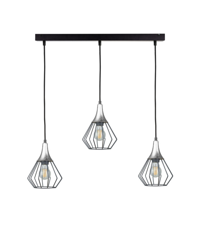 Selene Bar Pendant Ceiling Light Black Silver 3x E27-1