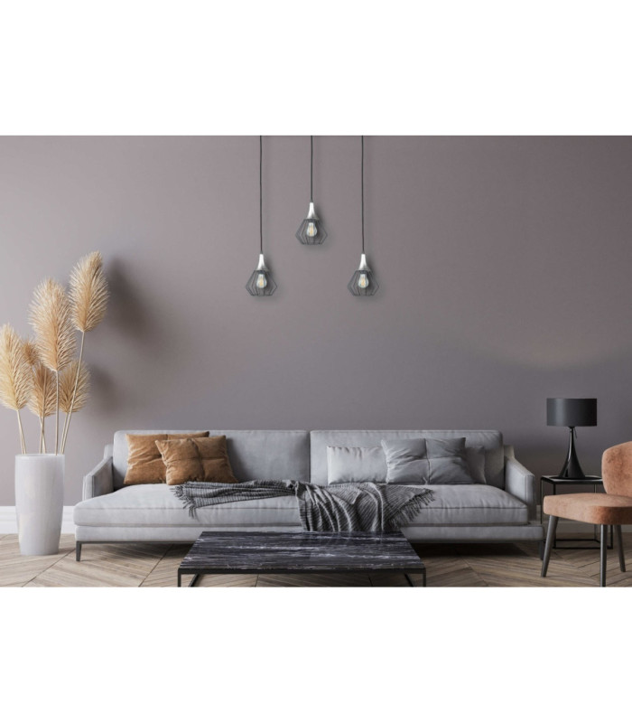 Selene Bar Pendant Ceiling Light Black Silver 3x E27-3