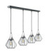 Selene Bar Pendant Ceiling Light Black Silver 4x E27-1