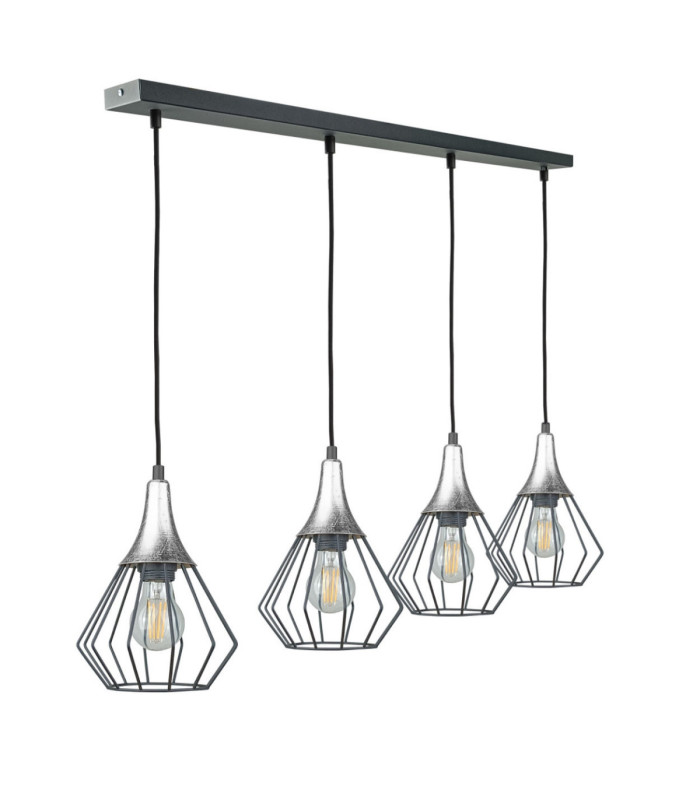 Selene Bar Pendant Ceiling Light Black Silver 4x E27-1