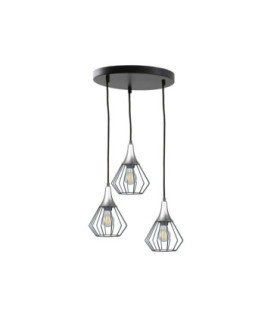 Selene Cluster Pendant Ceiling Light Black Silver 3x E27-1