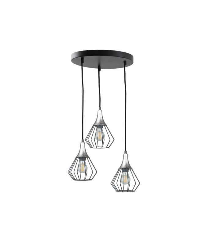 Selene Cluster Pendant Ceiling Light Black Silver 3x E27-1
