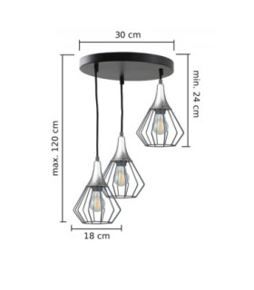 Selene Cluster Pendant Ceiling Light Black Silver 3x E27-2