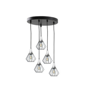 Selene Cluster Pendant Ceiling Light Black Silver 5x E27-1