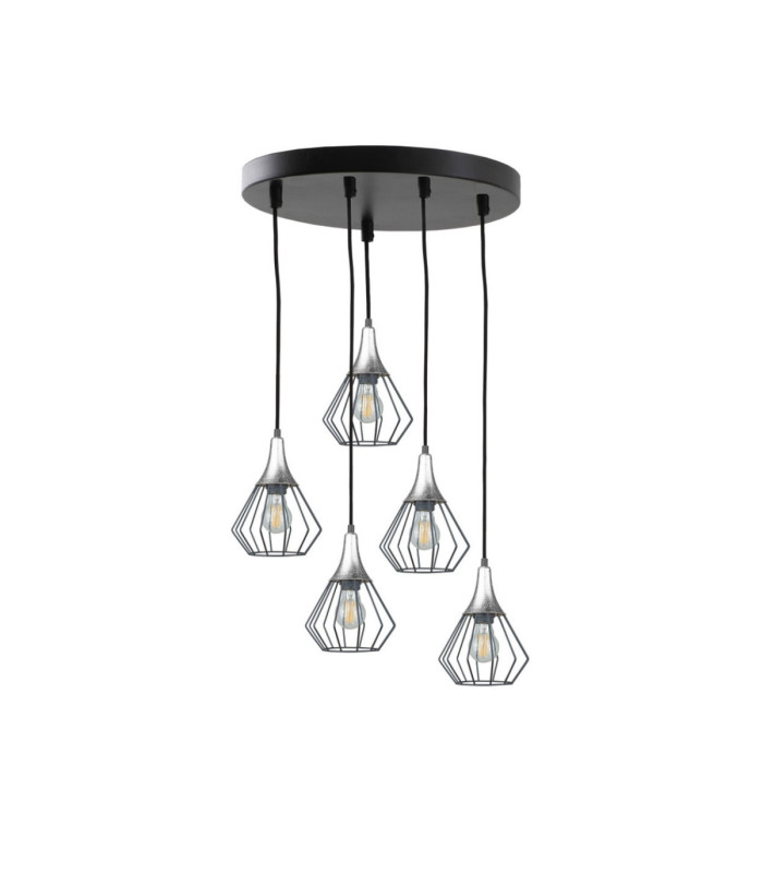 Selene Cluster Pendant Ceiling Light Black Silver 5x E27-1