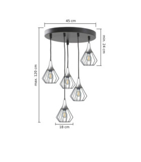 Selene Cluster Pendant Ceiling Light Black Silver 5x E27-2