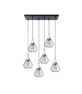Selene Cluster Pendant Ceiling Light Black Silver 6x E27-1