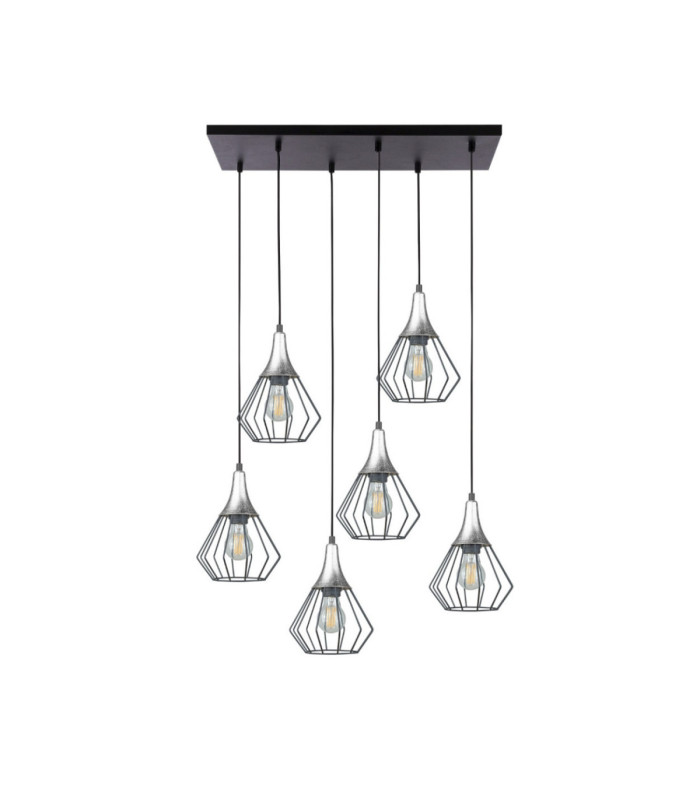 Selene Cluster Pendant Ceiling Light Black Silver 6x E27-1