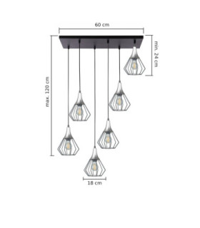 Selene Cluster Pendant Ceiling Light Black Silver 6x E27-2