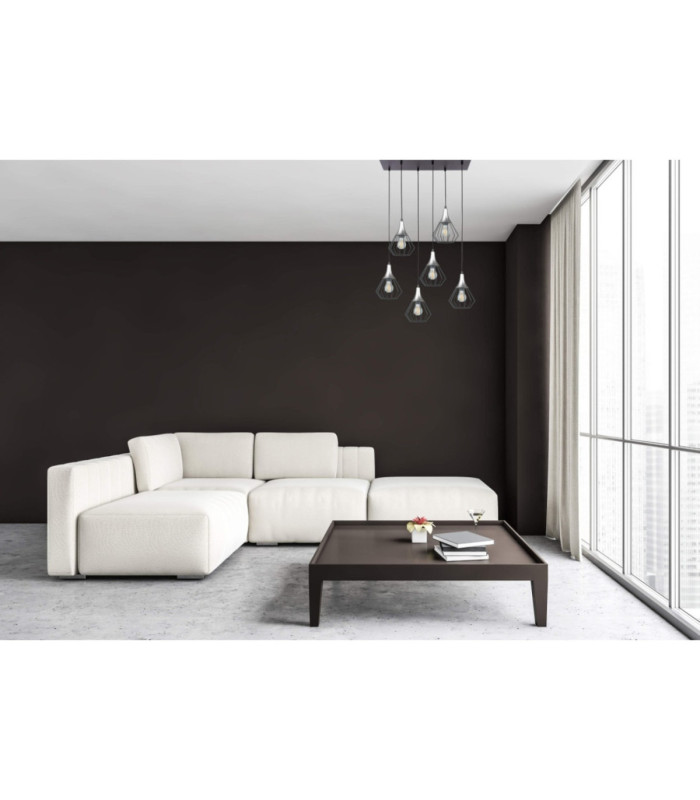 Selene Cluster Pendant Ceiling Light Black Silver 6x E27-3