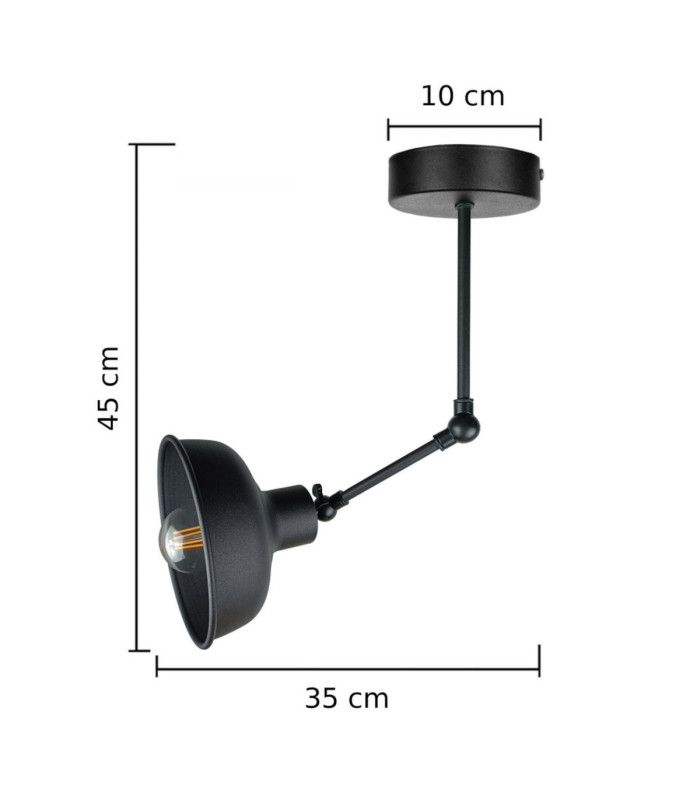 Hermes Semi Flush Ceiling Light Black 1x E27-3