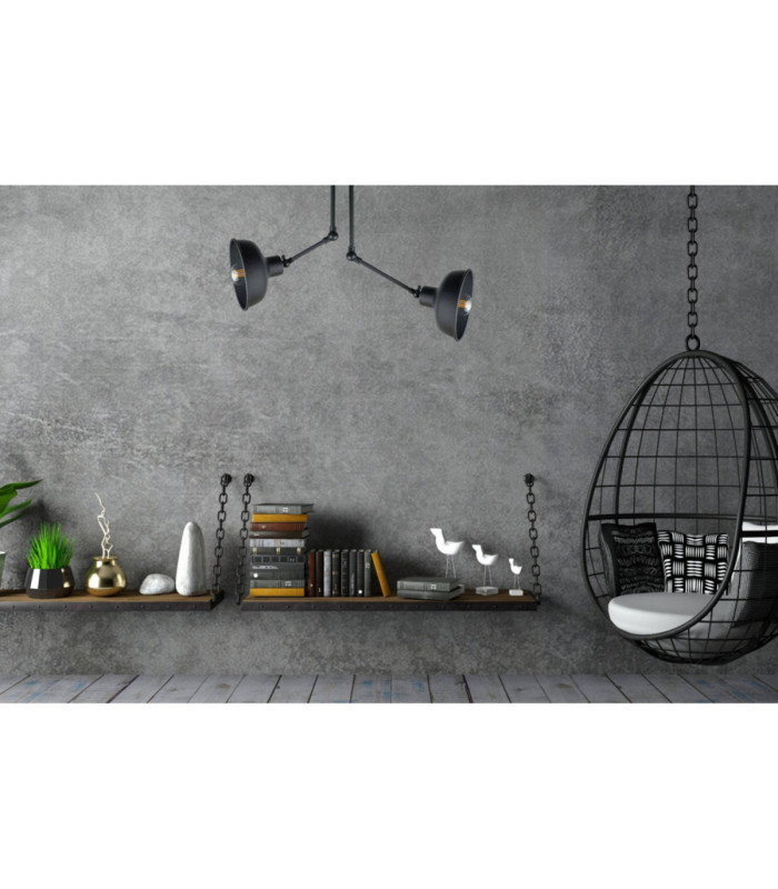 Hermes Semi Flush Ceiling Light Black 2x E27-2