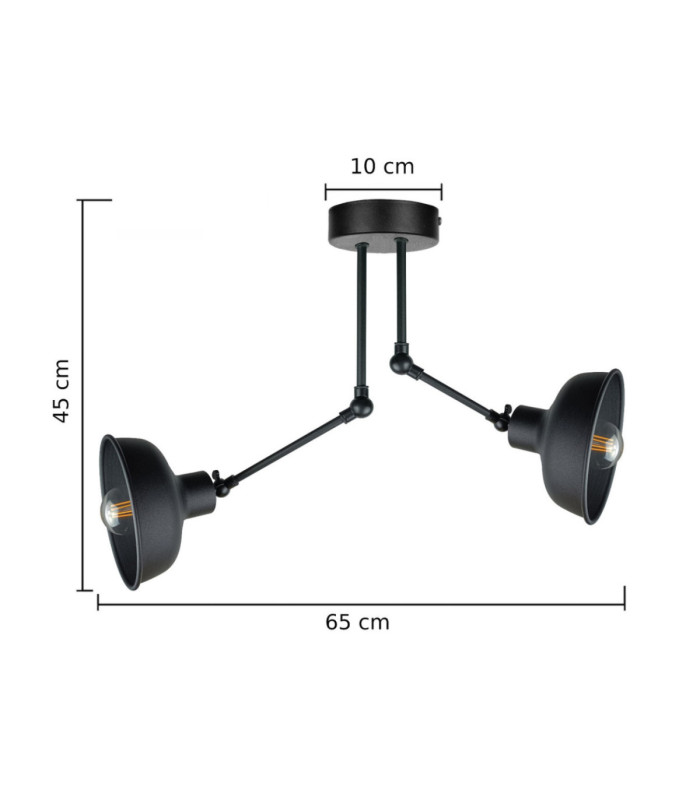 Hermes Semi Flush Ceiling Light Black 2x E27-3