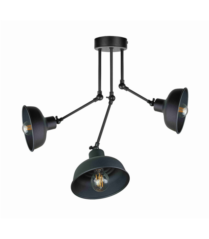 Hermes Semi Flush Ceiling Light Black 3x E27-1