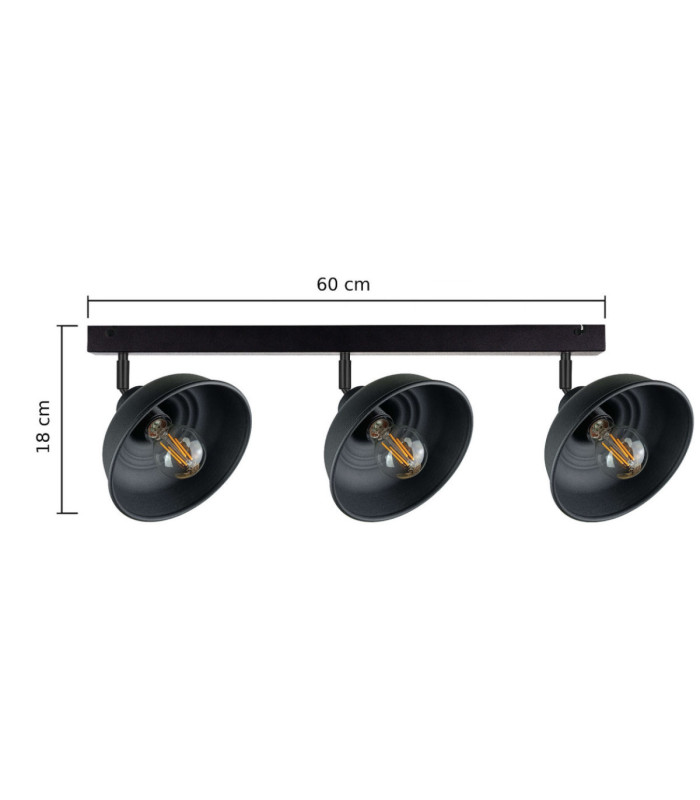 Faun Ceiling Spotlight Bar Black 3x E27-3