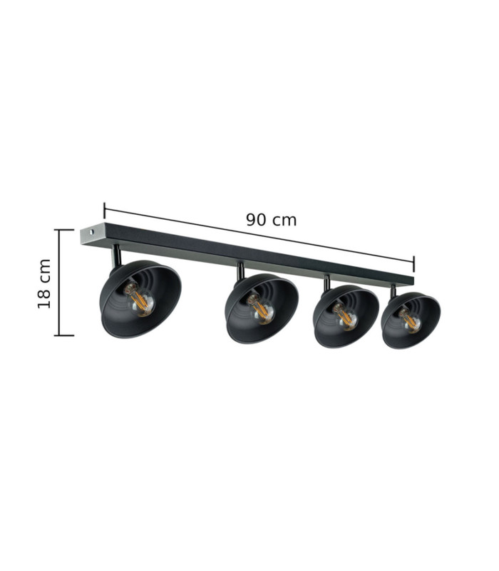 Faun Ceiling Spotlight Bar Black 4x E27-3
