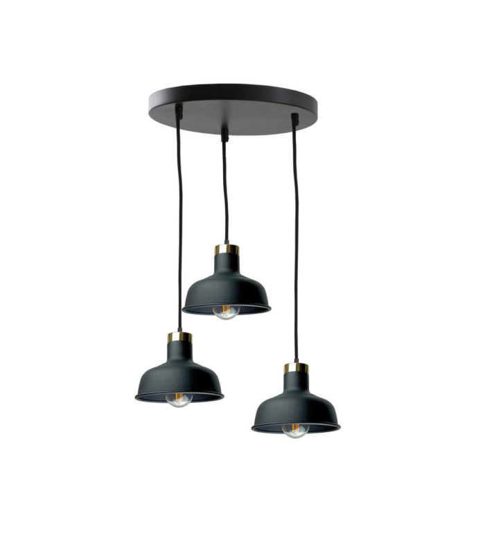 Hebe Cluster Pendant Ceiling Light Black Gold 3x E27-1