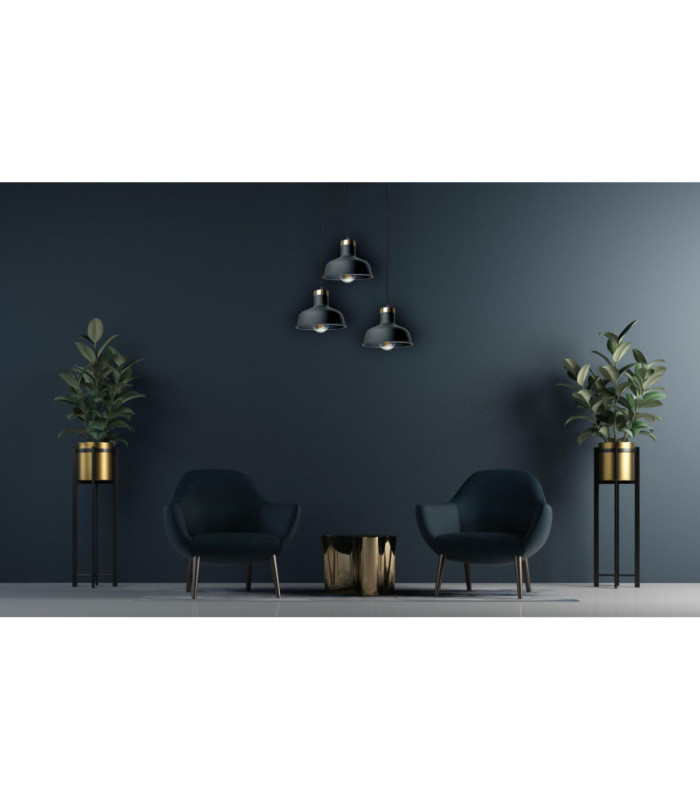 Hebe Cluster Pendant Ceiling Light Black Gold 3x E27-2