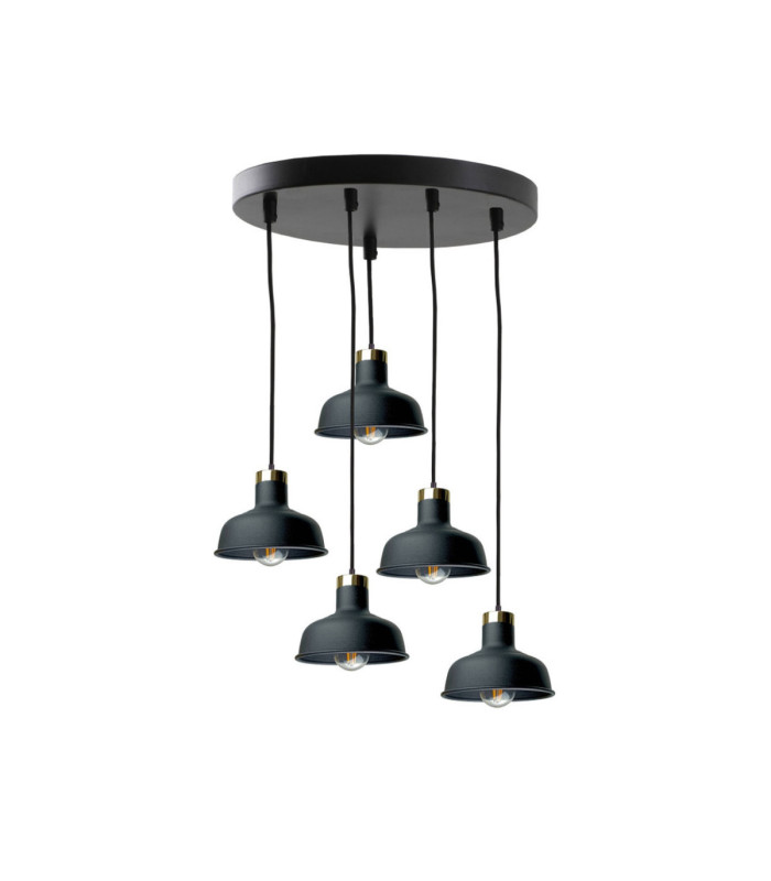 Hebe Cluster Pendant Ceiling Light Black Gold 5x E27-1