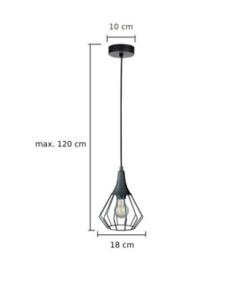 Selene Wire Frame Pendant Ceiling Light Black 1x E27-2