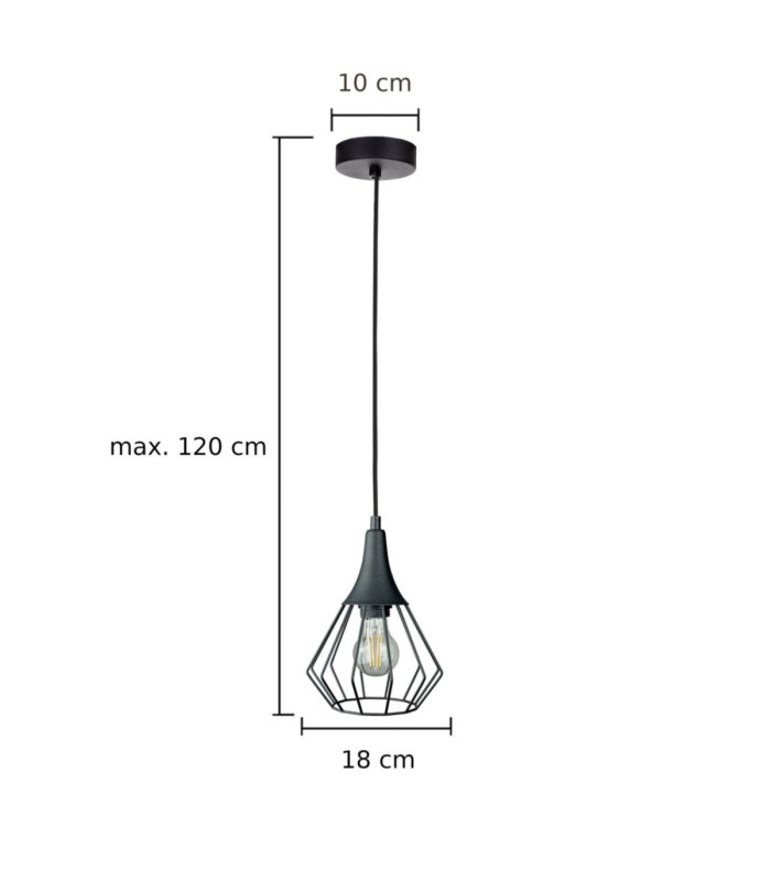 Selene Wire Frame Pendant Ceiling Light Black 1x E27-2