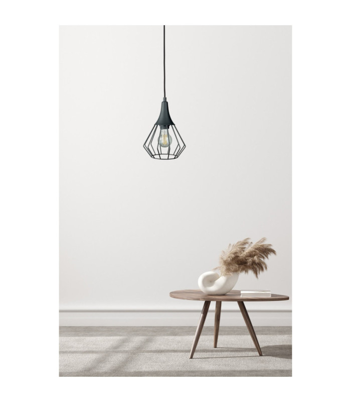 Selene Wire Frame Pendant Ceiling Light Black 1x E27-3