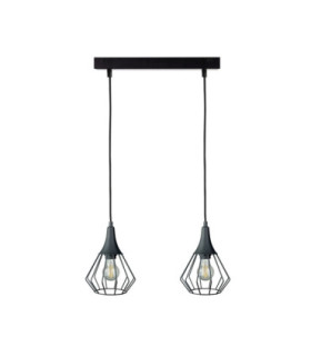 Selene Wire Frame Pendant Ceiling Light Black 2x E27-1