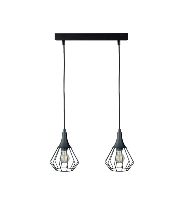 Selene Wire Frame Pendant Ceiling Light Black 2x E27-1