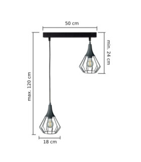 Selene Wire Frame Pendant Ceiling Light Black 2x E27-2