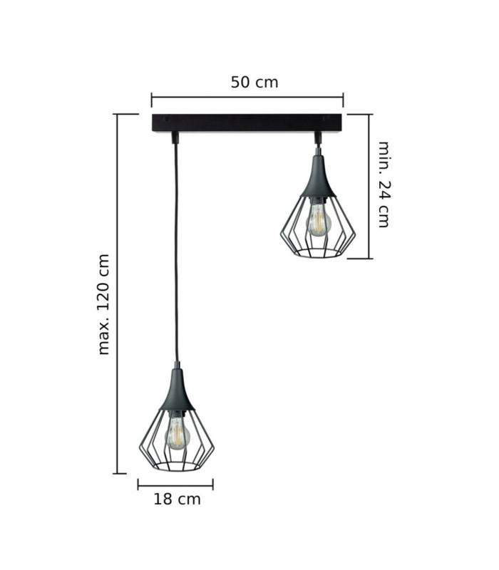 Selene Wire Frame Pendant Ceiling Light Black 2x E27-2